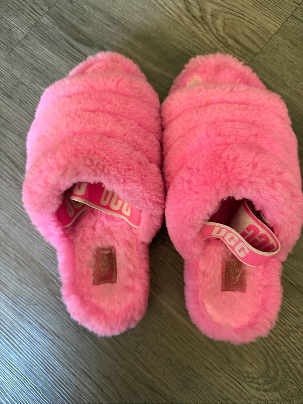 UGG Pink Fluff Slide Slippers